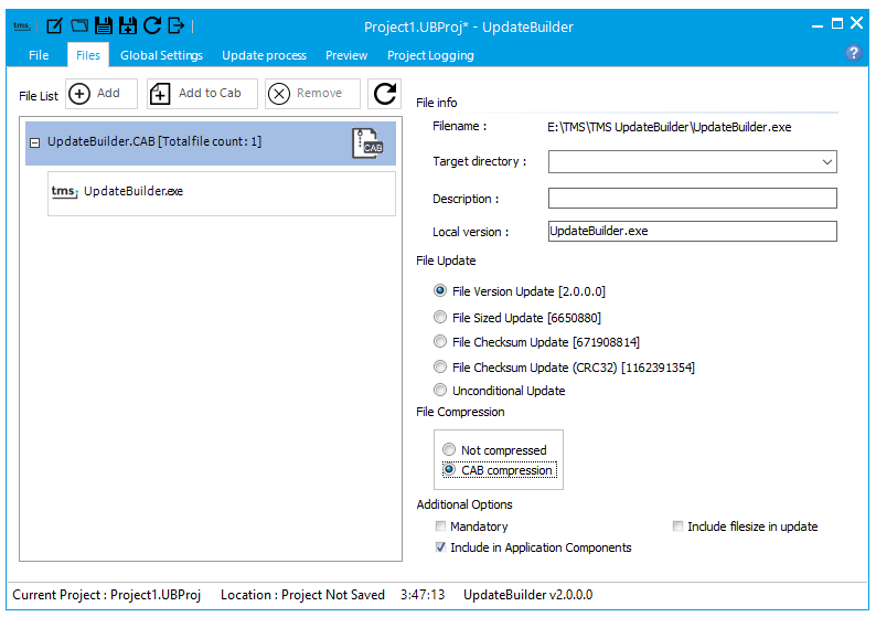 Comes with <a href='https://download.tmssoftware.com/download/UpdateBuilder.zip'>UpdateBuilder</a> tool to streamline & automate your application update strategy