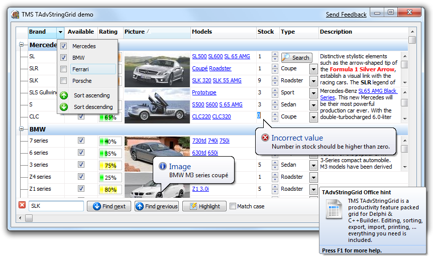 Screenshot for TAdvStringGrid 6.0.3.0