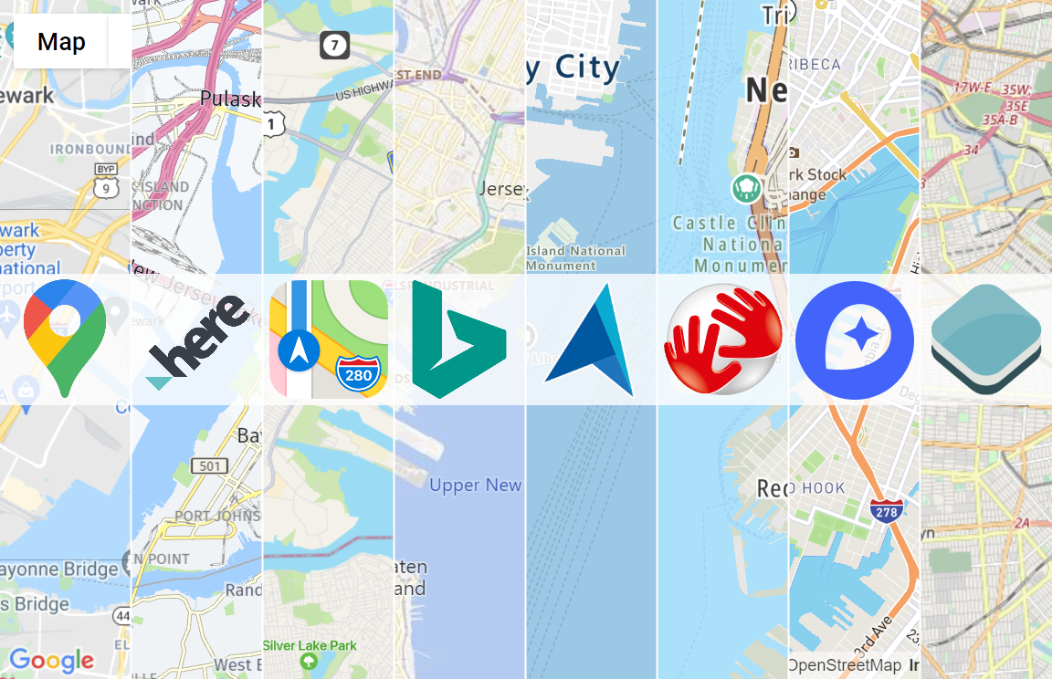 Click to Zoom Easily switch between one of the various supported map services