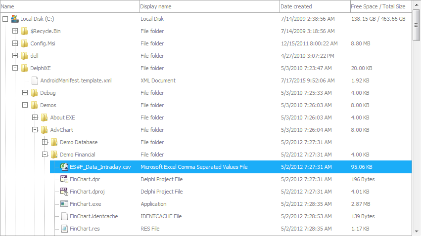 Delphi component VCL TAdvDirectoryTreeView
