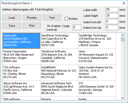 vcl grid printing