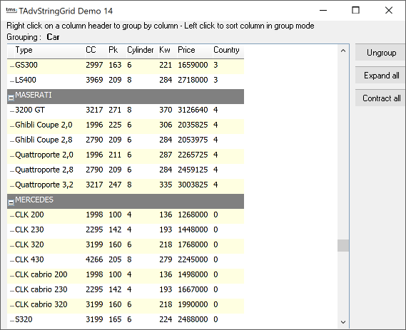 vcl grid grouping