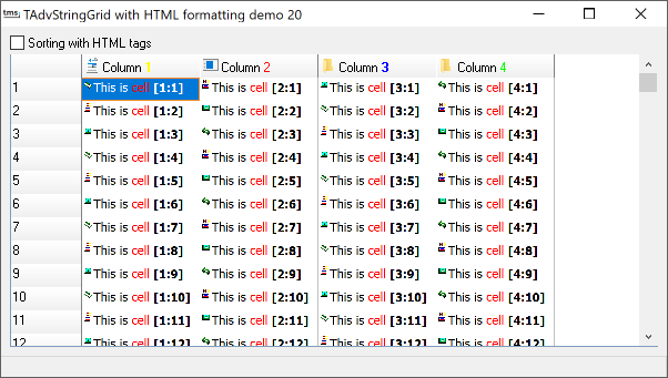 vcl grid html formatting