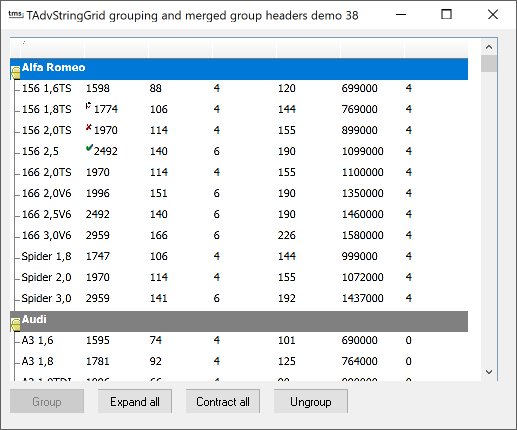 vcl grid grouping merging