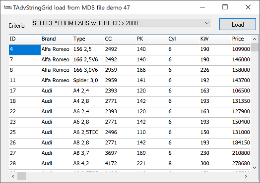 vcl grid MDB files