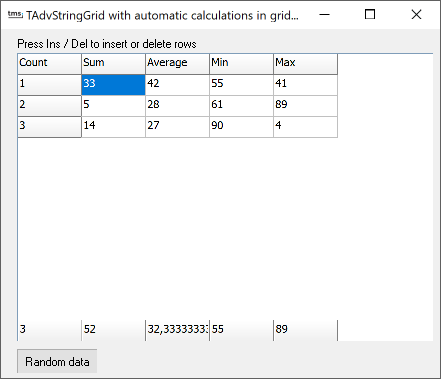 vcl grid floating footer