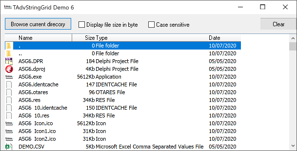 vcl grid sorting