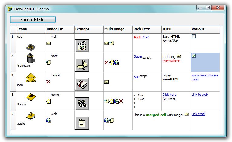 vcl grid RTF