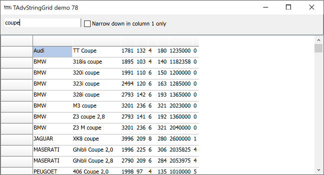 vcl grid filtering