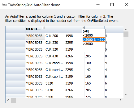 vcl grid filtering