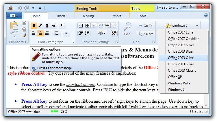 Windows 7 scenic ribbon
