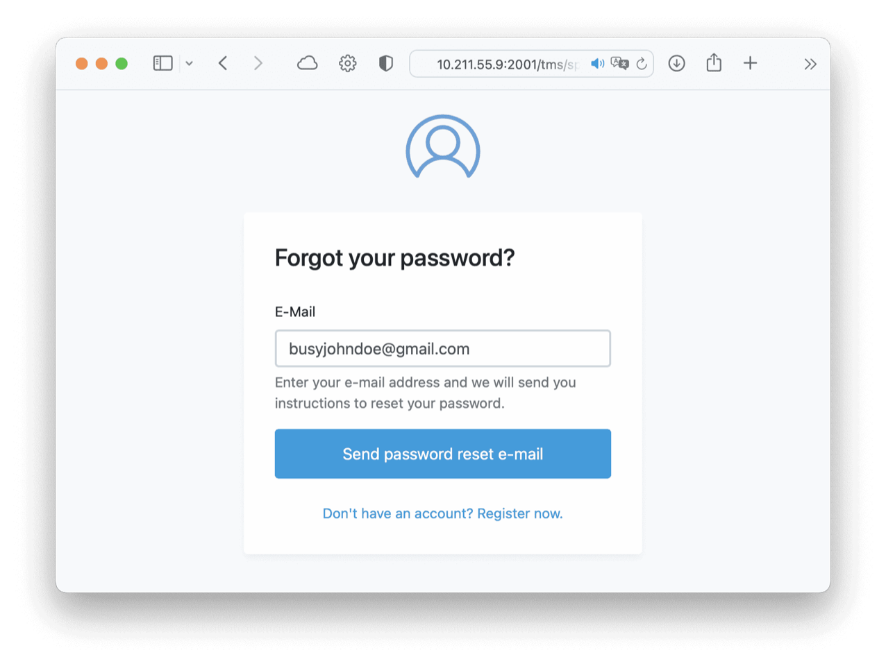 Full-features user interface includes a “forgot password” that allows users to recover the password themselves