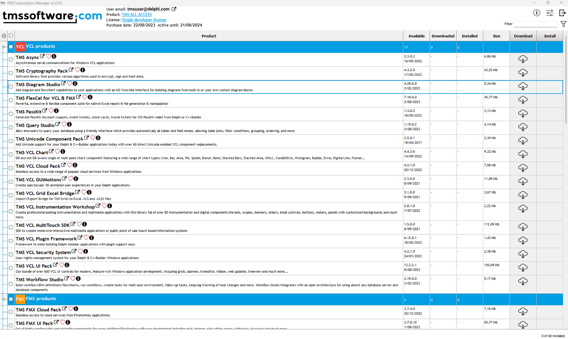 TMS Software Delphi  Components 