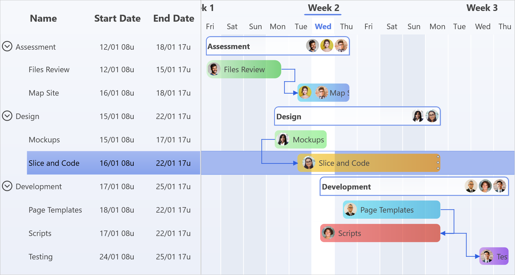 TMS FNC Gantt Chart