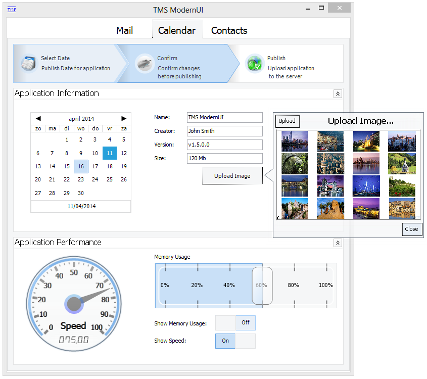 Modern Ui Metro Charts Example