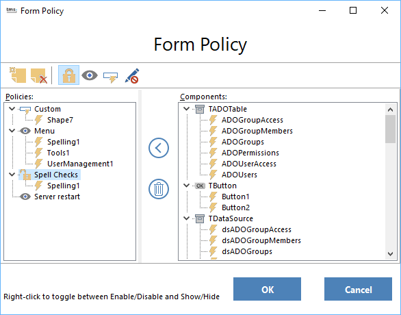 Automatic databinding via abstract dataset to securely persist users and user-rights setup