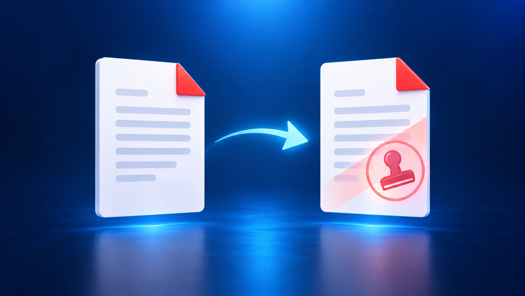 An existing PDF becomes an edited and stamped document
