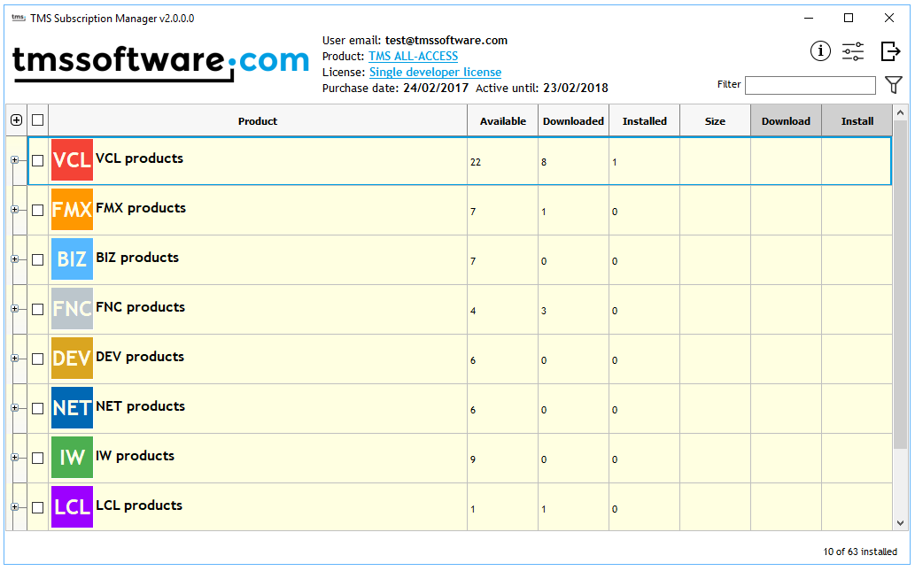 Tms Software Vcl Fmx Asp Net Net Controls Components For Delphi C Builder Visual Studio Tms Vcl Subscription