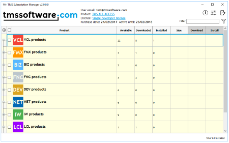 TMS Software Delphi VCL Components TMS VCL Subscription