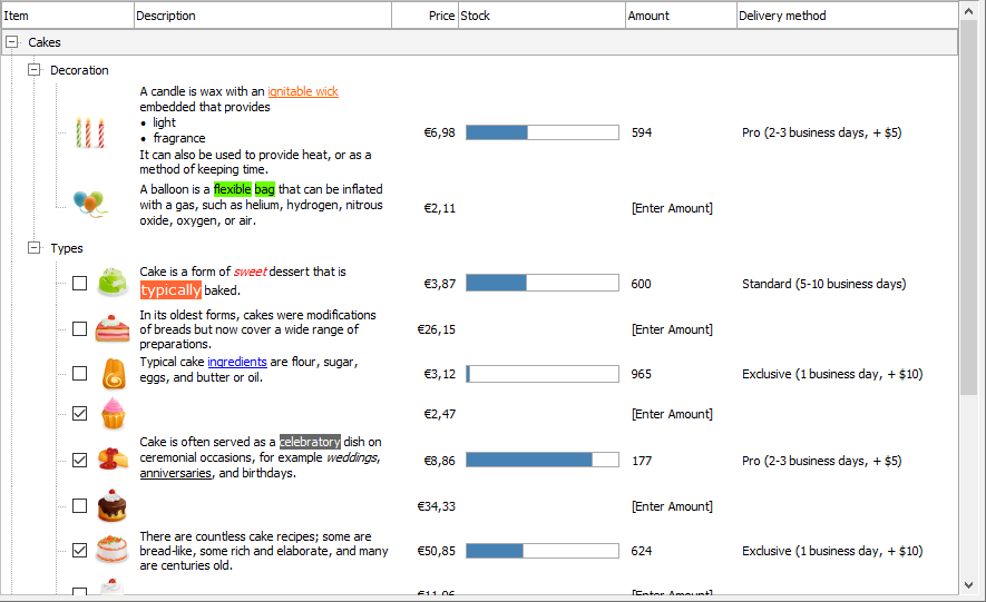 Multi-column treeview with rich formatted node text support